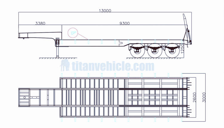 3 axle low bed truck drawing